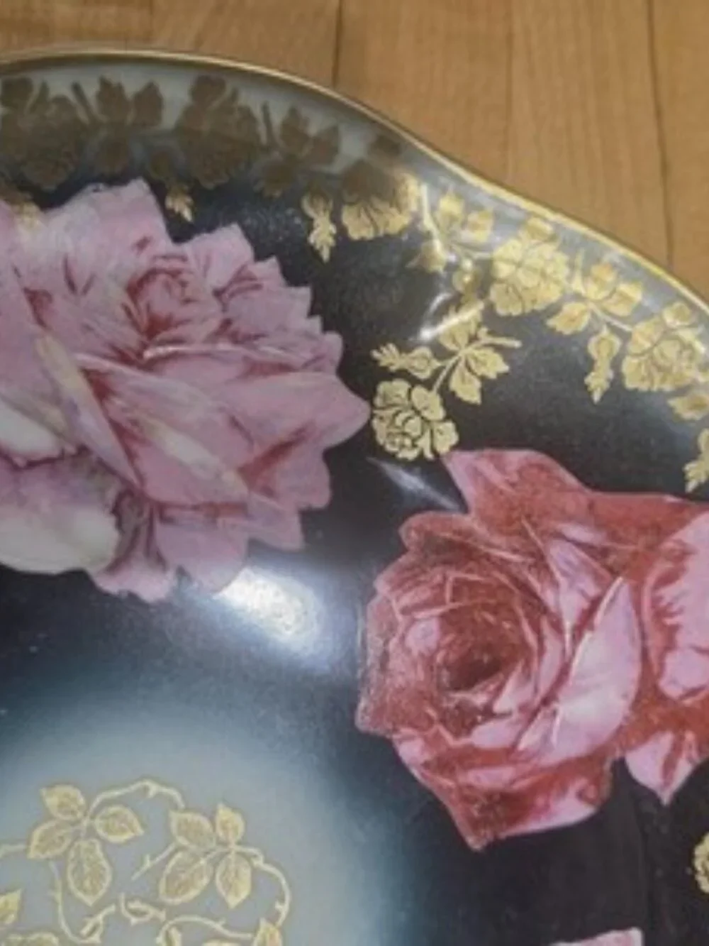 Antique ZS Co Bavaria Mignon Hand Painted Pink Rose Gold Cabinet Plate 1880